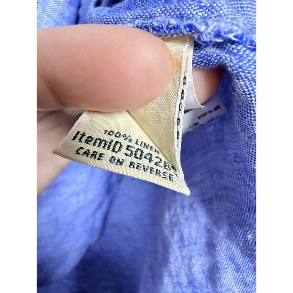 L.L.Bean 100% Linen Tunic Top Medium Blue Coastal Grandmother Beachy Boho - Picture 6 of 10